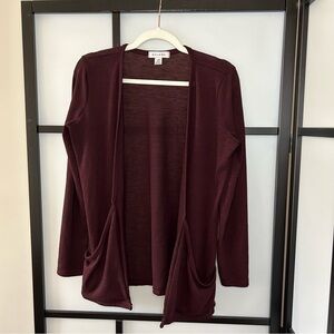 [L] Majora Women’s Long Sleeve Dark Purple Burgundy Cardigan